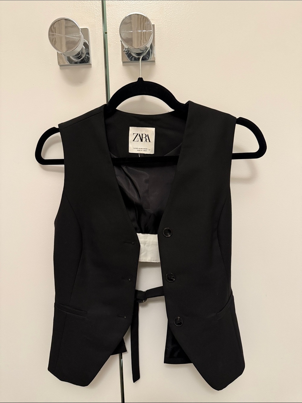 Zara Black Button-Front Tailored Vest